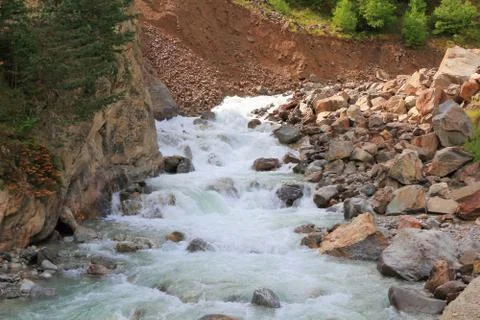 Waterfall in caucasus mountains Stock Photos