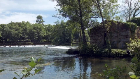Waterfall in Cávado River - Braga Stock Footage 87558737