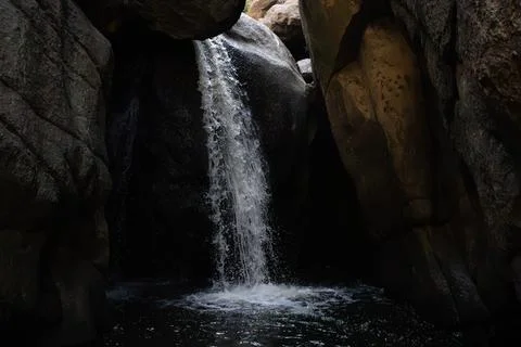 Waterfall in a cave 写真素材