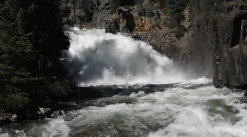 Waterfall on Clarks Fork River Wyoming Stock Footage 25627050