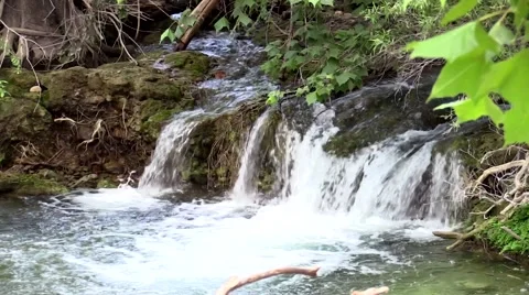 Waterfall clear stream in Texas Stock Footage 53341366