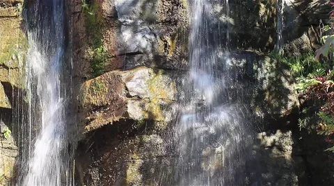The waterfall from a cliff in the forest Stock Footage 59093943