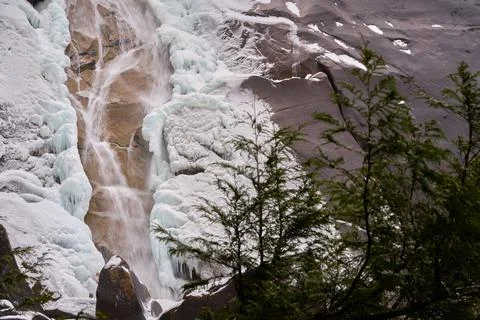 Waterfall Cliff Ice 스톡 사진