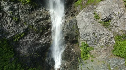 Waterfall close up with Drone Stock Footage 169554501