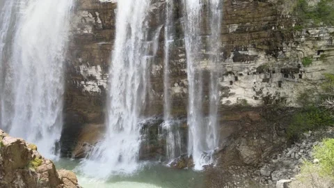 Waterfall close up in nature Stock Footage 240190056
