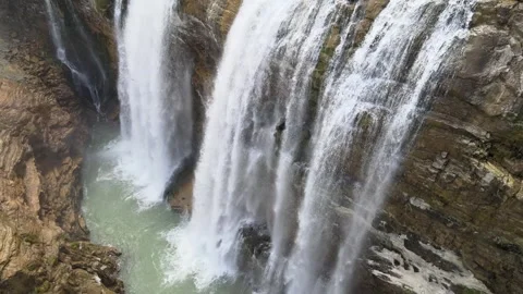 Waterfall close up in nature Stock Footage 240191156