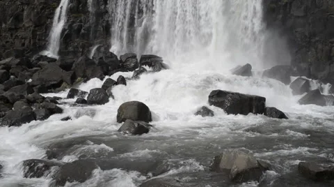 Waterfall close öxararfoss iceland 動画素材 42007374