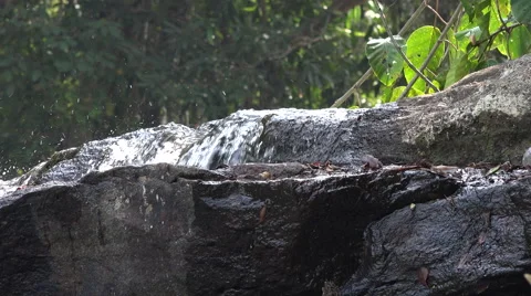 Waterfall close up of pure water down on the rocks Stock Footage 61554767