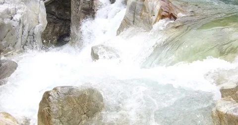 Waterfall close up with running river Stock Footage 87437127