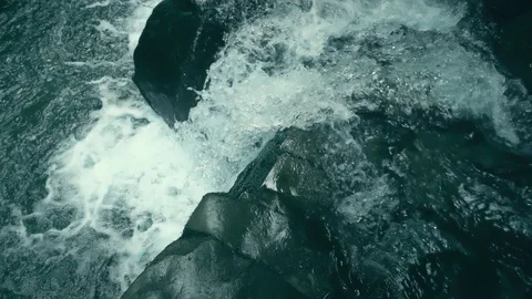 Waterfall close up slow motion, Skogafoss Iceland Video stock 98897464