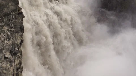 Waterfall, close view, slow motion shot at 60fps, steadycam Video stock 58664756