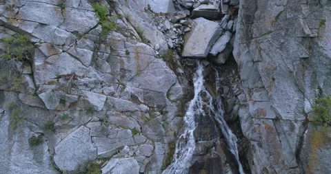 Waterfall closeup with granite cliffs drone 4k 動画素材 139711949