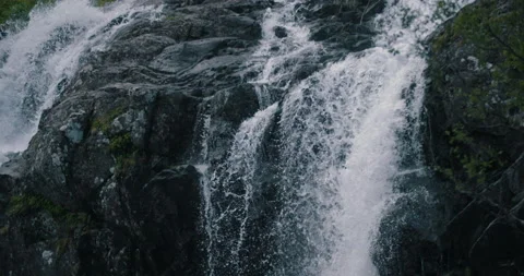 Waterfall closeup slowmotion water drops 4k Stock-Footage 153501247
