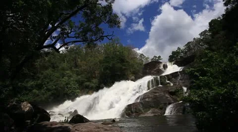 Waterfall With Clouds Видео 18010062