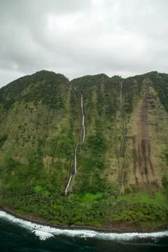 Waterfall on the coast Stock Photos