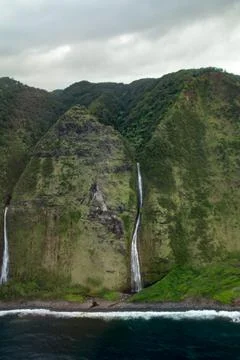 Waterfall on the coast Stock Photos
