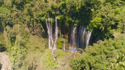 Waterfall Coban Sewu Java Indonesia Fotos de archivo