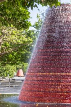 Waterfall on colored tiles Stock Photos
