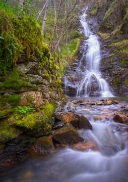 Waterfall in the Courel range Stock Photos