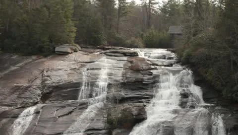 Waterfall covered bridge Stock Footage 11240879