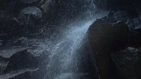 Waterfall Crashed Into Rocks In Forest Bali Indonesia Stock Footage 104536700