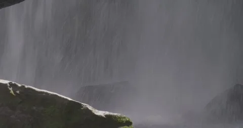Waterfall Crashing Hard On Rocks, Close Up, 8K Stock Footage 330676191