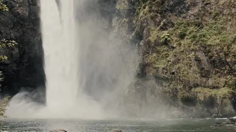 Waterfall crashing into mountain river Stock Footage 316458029