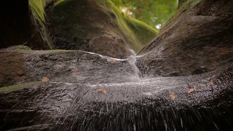 Waterfall Crashing Into Rocks Looking Up from Below Stock Footage 81433973