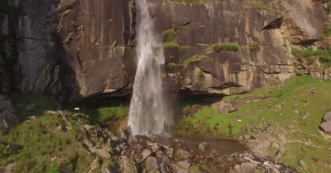 Waterfall Creates a Rainbow Stock Footage 81002996