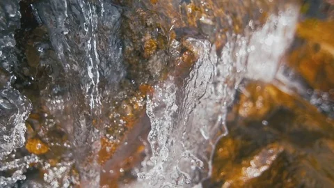 Waterfall with crystal clear water close-up Stock Footage 73567910