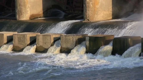 Waterfall on dam Stock Footage 83771903