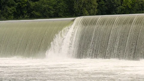 Waterfall from a dam Stock Footage 107876601
