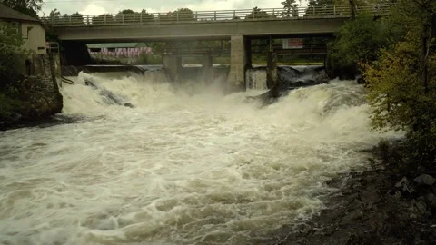 Waterfall at a dam Stock Footage 162252128