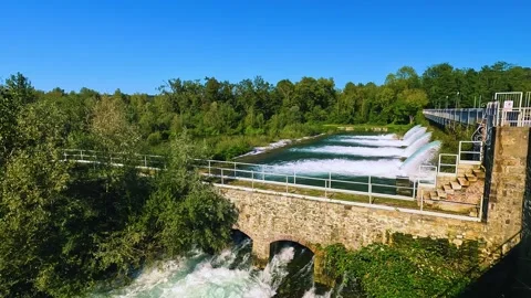 Waterfall from dam in the forest Stock Footage 252593607