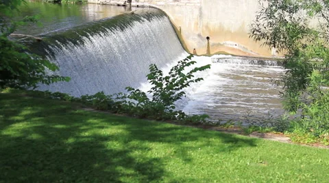 Waterfall Dam Side View 23.98fps Stock Footage 41415064