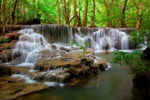 Waterfall in deep forest Stock Photos