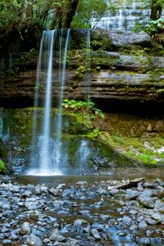 Waterfall in deep forest Stock Photos