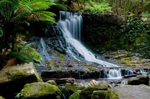 Waterfall in deep forest Stock Photos