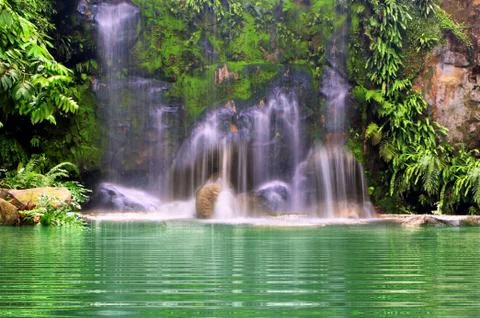 Waterfall in the deep forest Stock Photos