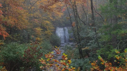 Waterfall Deep in the Forests of The Smoky Mountains in Autumn Stock Footage 101217114