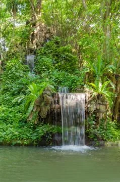 Waterfall in deep rain forest Stock Photos