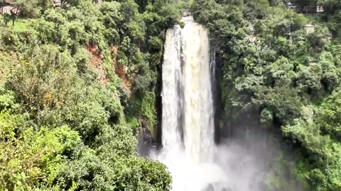 This waterfall descends into the Ewaso Narok River valley Stock Footage 340267950