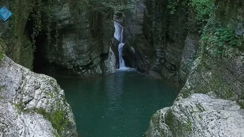Waterfall "Devil's font" on the river Agura in Sochi, Russia. Stock Footage 86433066