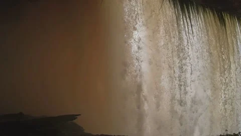 The waterfall with different faces according to the volume of water Stock Footage 146324983