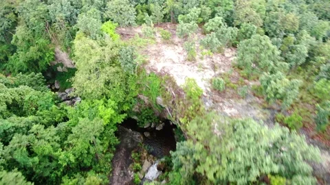 Waterfall in Doi Suthep Forest, Chiang Mai, Thailand - AERIAL Stock Footage 157259459