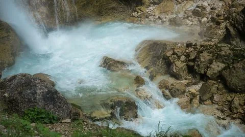 Waterfall in the Dolomite Mountains Stock Photos