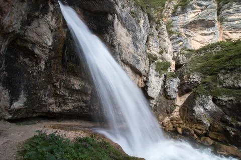 Waterfall in the Dolomite Mountains Stock Photos