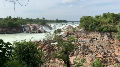 Waterfall in Don Det island Stock-Footage 343157737