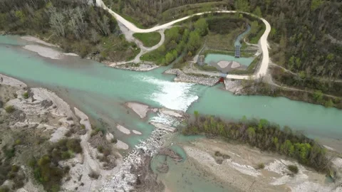 Waterfall on the Drome River formed from great stones. Stock Footage 270795793