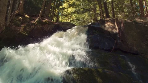 Waterfall Drone Close up and over Stock Footage 71328643